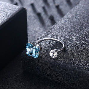 Blue Sapphire Butterfly Shaped Adjustable Ring, , Golden NYC Jewelry, Golden NYC Jewelry  jewelryjewelry deals, swarovski crystal jewelry, groupon jewelry,, jewelry for mom, 