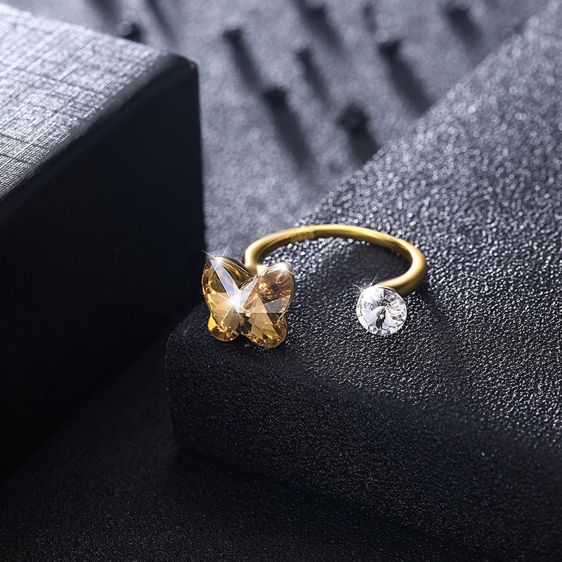 Citrine Butterfly Shaped Adjustable Ring, , Golden NYC Jewelry, Golden NYC Jewelry jewelryjewelry deals, swarovski crystal jewelry, groupon jewelry,, jewelry for mom, 