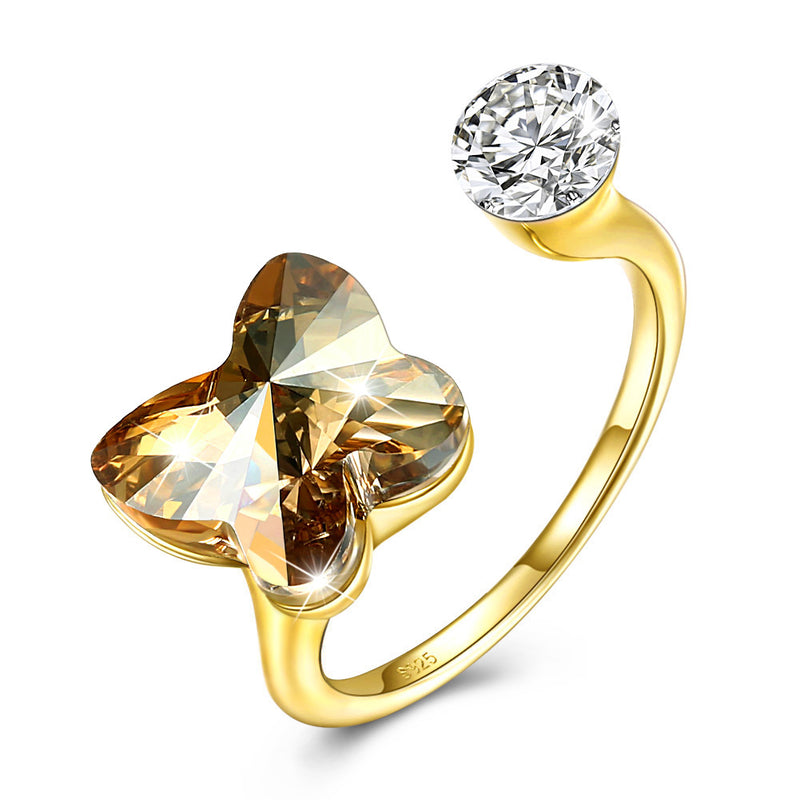 Citrine Butterfly Shaped Adjustable Ring, , Golden NYC Jewelry, Golden NYC Jewelry  jewelryjewelry deals, swarovski crystal jewelry, groupon jewelry,, jewelry for mom, 