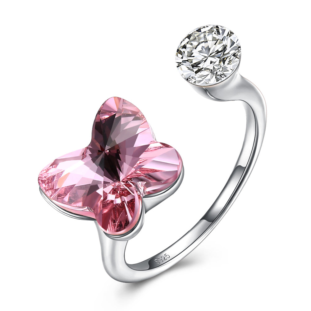 Pink Sapphire Butterfly Shaped Adjustable Ring