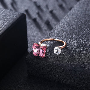 Pink Sapphire Butterfly Shaped Adjustable 18K Rose Gold Ring