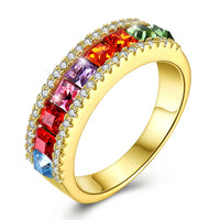 Sterling Silver Rainbow Swarovski Ring