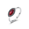 Sterling Silver Red Gem Adjustable Ring