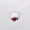 Sterling Silver Red Gem Adjustable Ring