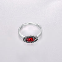 Sterling Silver Red Gem Adjustable Ring