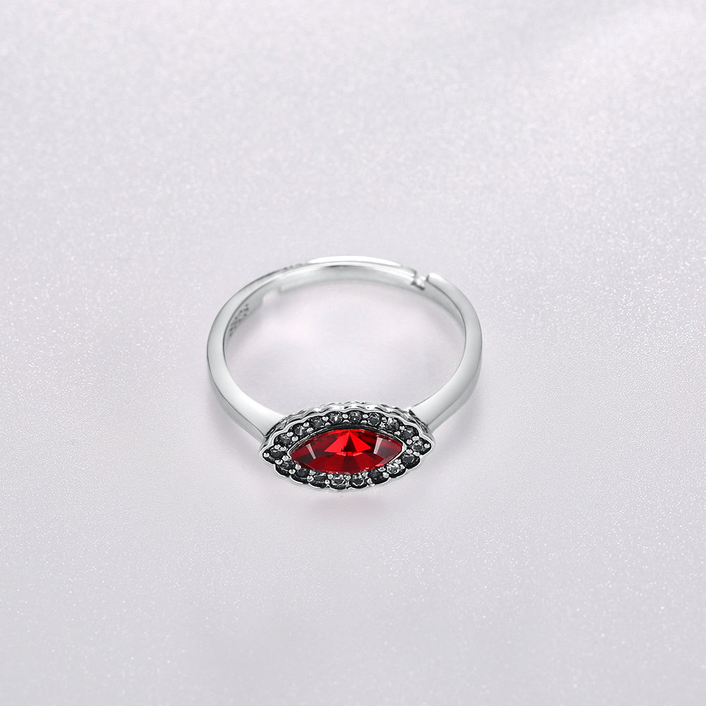 Sterling Silver Red Gem Adjustable Ring
