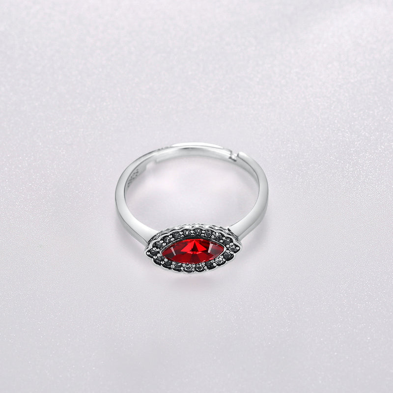 Sterling Silver Red Gem Adjustable Ring