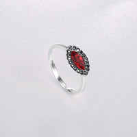 Sterling Silver Red Gem Adjustable Ring