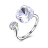 White Topaz Halo Cut Adjustble White Gold Ring