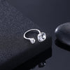 White Topaz Halo Cut Adjustble White Gold Ring