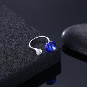 Blue Sapphire Halo Cut Adjustble White Gold Ring, , Golden NYC Jewelry, Golden NYC Jewelry  jewelryjewelry deals, swarovski crystal jewelry, groupon jewelry,, jewelry for mom, 