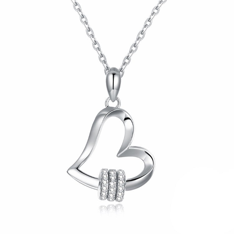 Swarovski Crystal 18K White Gold over Sterling Silver Classic HeartNecklace - Golden NYC Jewelry