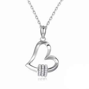 Austrian Crystal 18K White Gold over Sterling Silver Classic HeartNecklace - Golden NYC Jewelry