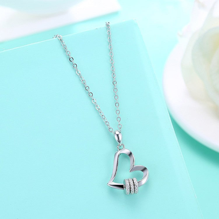 Swarovski Crystal 18K White Gold over Sterling Silver Classic HeartNecklace - Golden NYC Jewelry