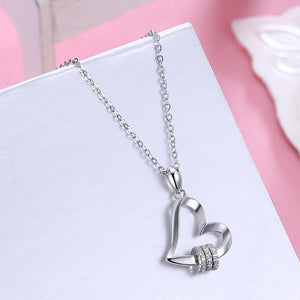 Austrian Crystal 18K White Gold over Sterling Silver Classic HeartNecklace - Golden NYC Jewelry
