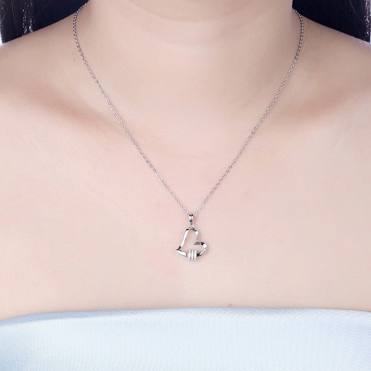 Swarovski Crystal 18K White Gold over Sterling Silver Classic HeartNecklace - Golden NYC Jewelry