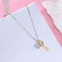 Swarovski Crystal 18K Gold over Sterling Silver Lock My Heart Necklace - Golden NYC Jewelry