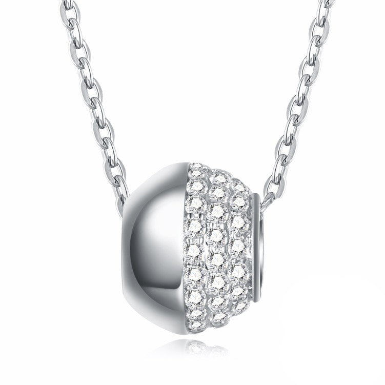 Swarovski Crystal 18K White Gold over Sterling Silver Half and Half Necklace - Golden NYC Jewelry