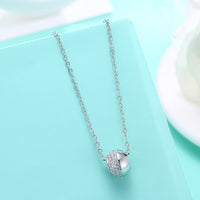 Swarovski Crystal 18K White Gold over Sterling Silver Half and Half Necklace - Golden NYC Jewelry