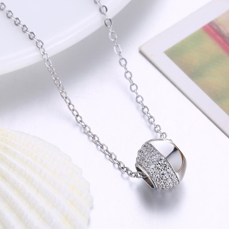 Swarovski Crystal 18K White Gold over Sterling Silver Half and Half Necklace - Golden NYC Jewelry