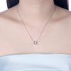 Austrian Crystal 18K White Gold over Sterling Silver Half and Half Necklace - Golden NYC Jewelry