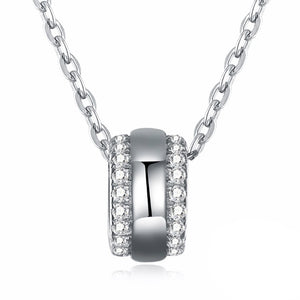 Austrian Crystal 18K White Gold over Sterling Silver Pave Ball Necklace - Golden NYC Jewelry