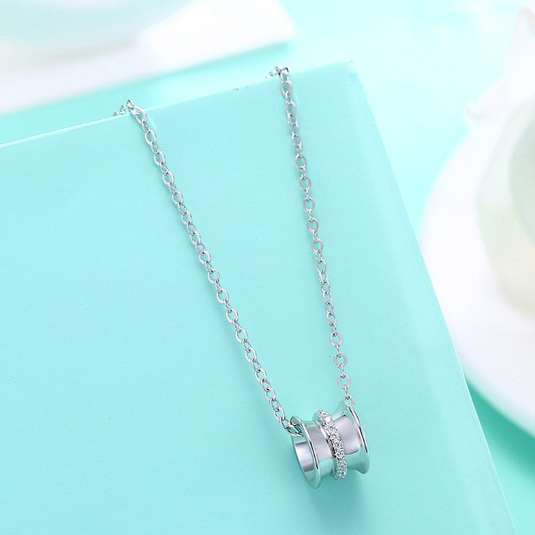 Swarovski Crystal 18K White Gold over Sterling Silver Pave Pendant Necklace - Golden NYC Jewelry