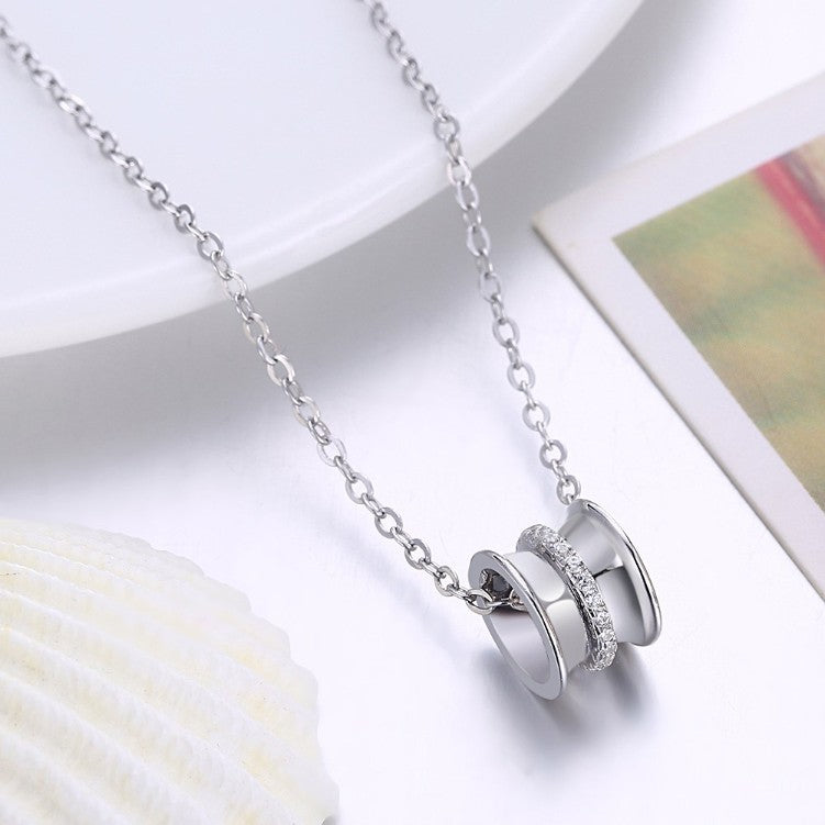 Swarovski Crystal 18K White Gold over Sterling Silver Pave Pendant Necklace - Golden NYC Jewelry