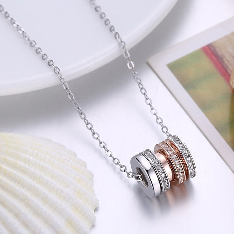 Swarovski Crystal 18K White Gold over Sterling Silver Two Tone Necklace - Golden NYC Jewelry