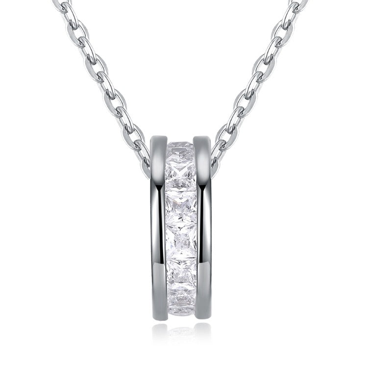 Swarovski Crystal 18K White Gold over Sterling Silver Pave Drop Necklace - Golden NYC Jewelry