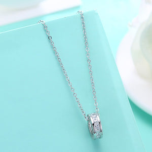 Austrian Crystal 18K White Gold over Sterling Silver Pave Drop Necklace - Golden NYC Jewelry