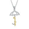 Austrian Crystal 18K White Gold over Sterling Silver Umbrella Necklace - Golden NYC Jewelry