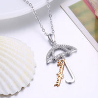 Swarovski Crystal 18K White Gold over Sterling Silver Umbrella Necklace - Golden NYC Jewelry