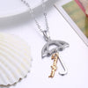 Austrian Crystal 18K White Gold over Sterling Silver Umbrella Necklace - Golden NYC Jewelry