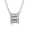 Swarovski Crystal 18K White Gold over Sterling Silver Pave Edges Necklace - Golden NYC Jewelry