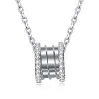 Swarovski Crystal 18K White Gold over Sterling Silver Pave Edges Necklace - Golden NYC Jewelry