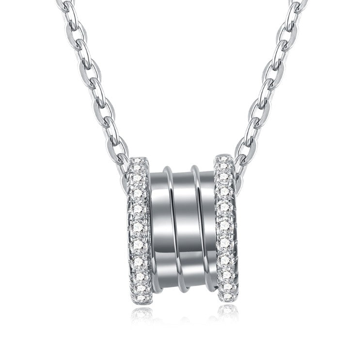 Swarovski Crystal 18K White Gold over Sterling Silver Pave Edges Necklace - Golden NYC Jewelry