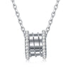 Austrian Crystal 18K White Gold over Sterling Silver Pave Edges Necklace - Golden NYC Jewelry