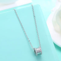 Swarovski Crystal 18K White Gold over Sterling Silver Pave Edges Necklace - Golden NYC Jewelry