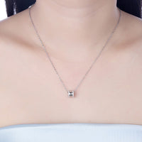 Swarovski Crystal 18K White Gold over Sterling Silver Pave Edges Necklace - Golden NYC Jewelry