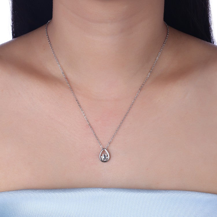 Swarovski Crystal 18K White Gold over Sterling Silver Teardrop Necklace - Golden NYC Jewelry