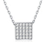 Swarovski Crystal 18K White Gold over Sterling Silver Pave Rectangle Necklace - Golden NYC Jewelry