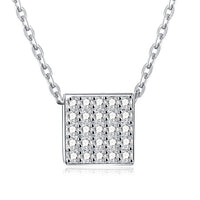 Swarovski Crystal 18K White Gold over Sterling Silver Pave Rectangle Necklace - Golden NYC Jewelry