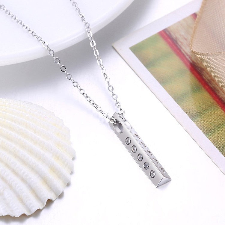 Swarovski Crystal 18K White Gold over Sterling Silver Bar Drop Necklace - Golden NYC Jewelry