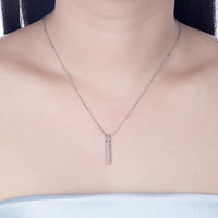 Swarovski Crystal 18K White Gold over Sterling Silver Bar Drop Necklace - Golden NYC Jewelry