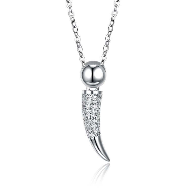 Swarovski Crystal 18K White Gold over Sterling Silver Lucky Horn Necklace - Golden NYC Jewelry
