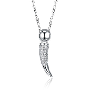 Austrian Crystal 18K White Gold over Sterling Silver Lucky Horn Necklace - Golden NYC Jewelry