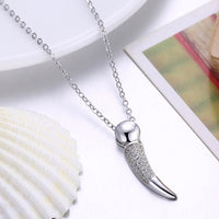 Swarovski Crystal 18K White Gold over Sterling Silver Lucky Horn Necklace - Golden NYC Jewelry