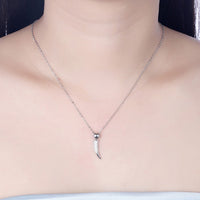 Swarovski Crystal 18K White Gold over Sterling Silver Lucky Horn Necklace - Golden NYC Jewelry