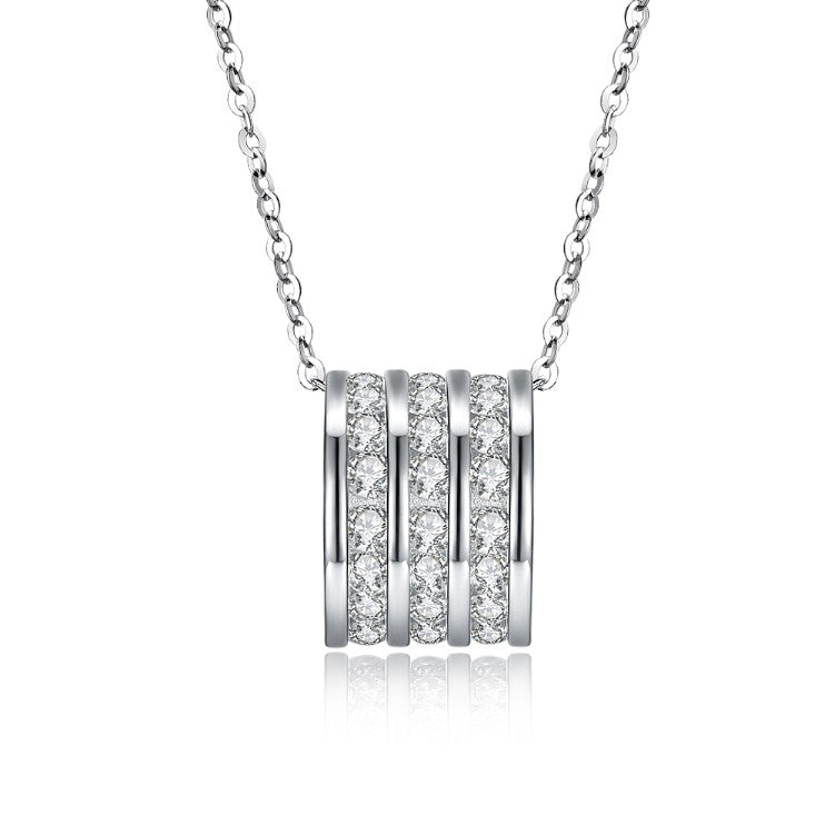Swarovski Crystal 18K White Gold over Sterling Silver Triple Pave B Necklace - Golden NYC Jewelry